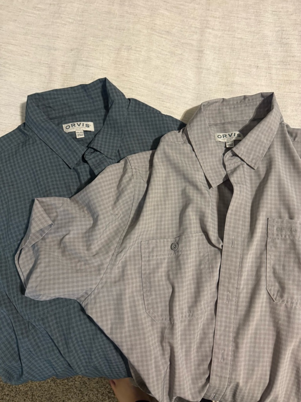 Orvis Men's Short-Sleeve Button-Down Shirts in Slate Blue and Light Gray